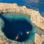 Deep Blue Hole at the World Famous Azure Window in Gozo Island min