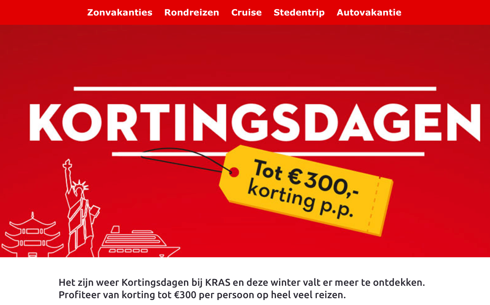 Kras Reizen aanbiedingen Goedkope